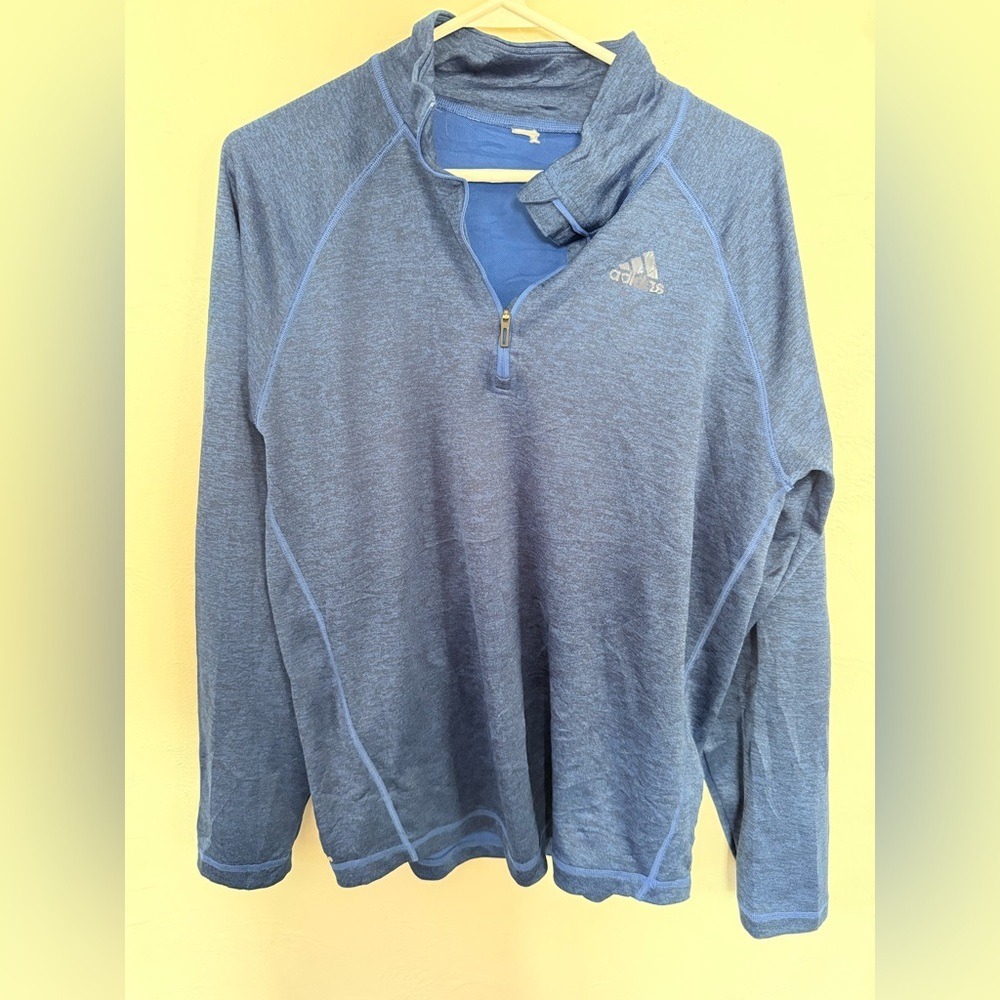 Adidas Heathered Blue Half-Zip Top
